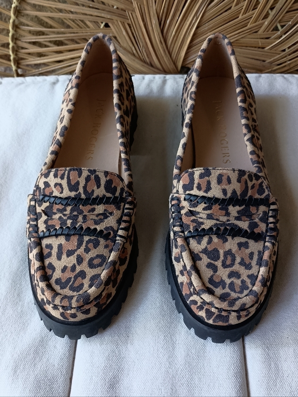 Jack Rogers Leopard Print Women’s Penny Loafers - Tan/Black_6